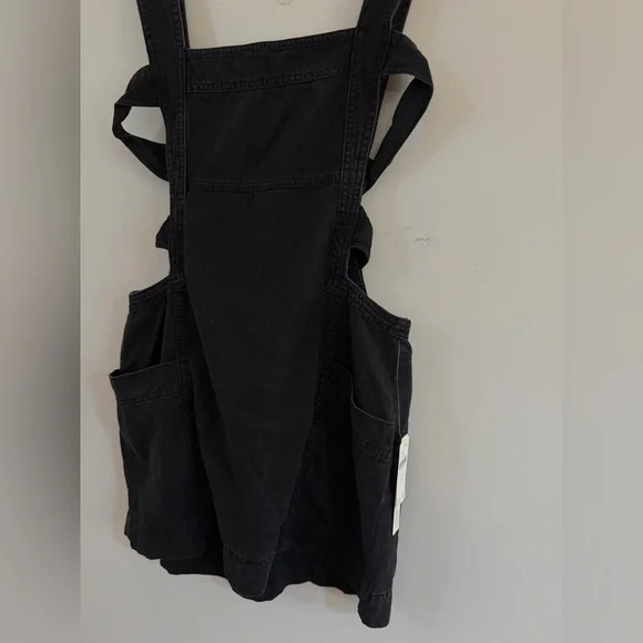 Anthropologie Pilcro  Women’s Medium Denim Black Overalls Mini Dress Boho Jean - Picture 6 of 12
